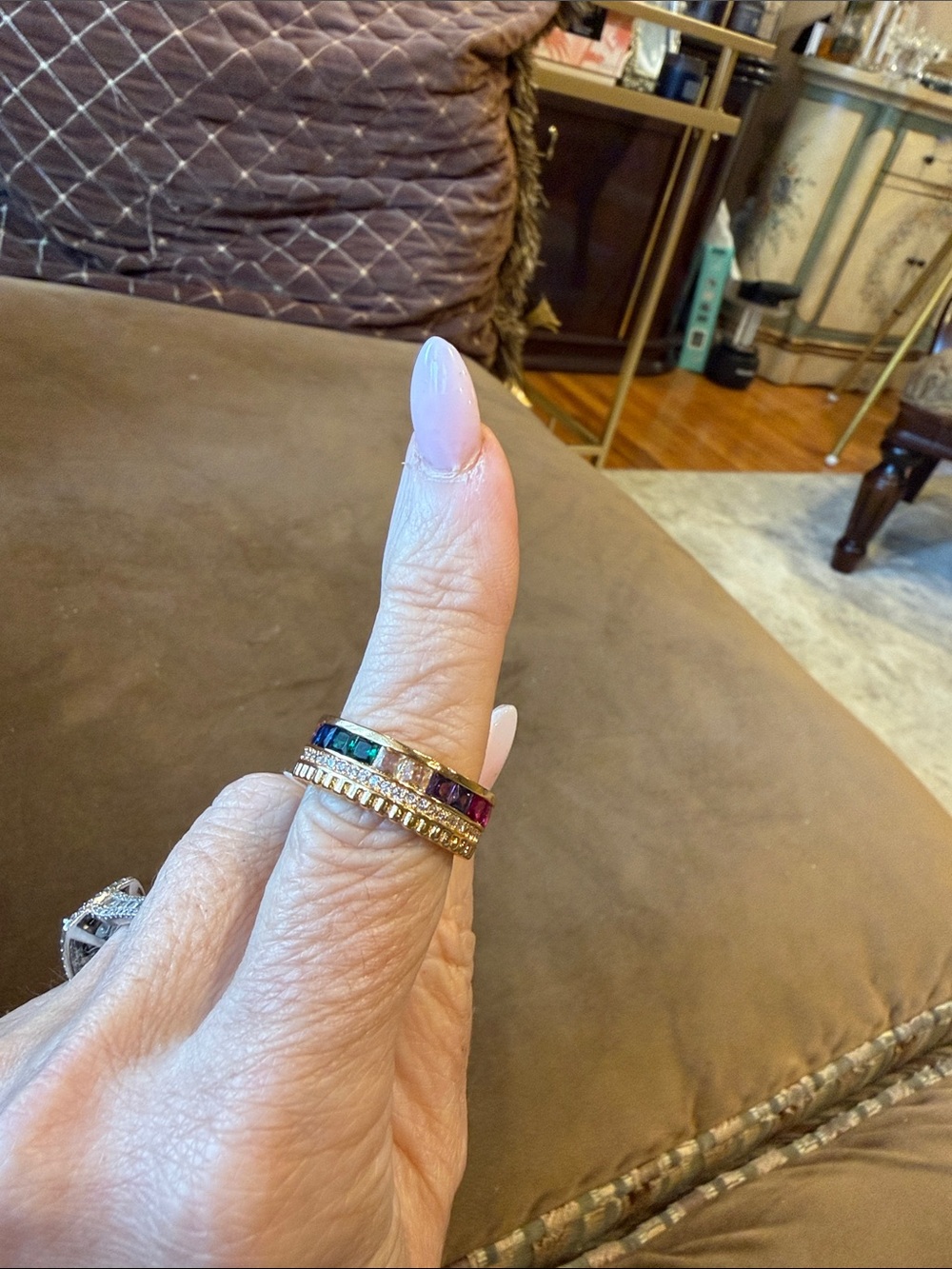 Stackable Gold Multi-Color Baguette Ring - Women's Jewelry